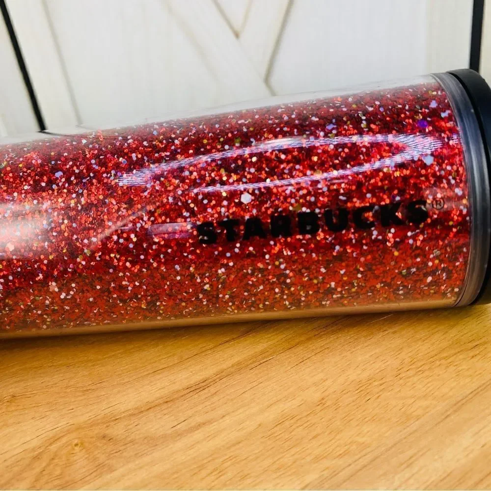 Starbucks Glitter Twist‎ Top Acrylic Tumbler Cup Red Silver Holiday